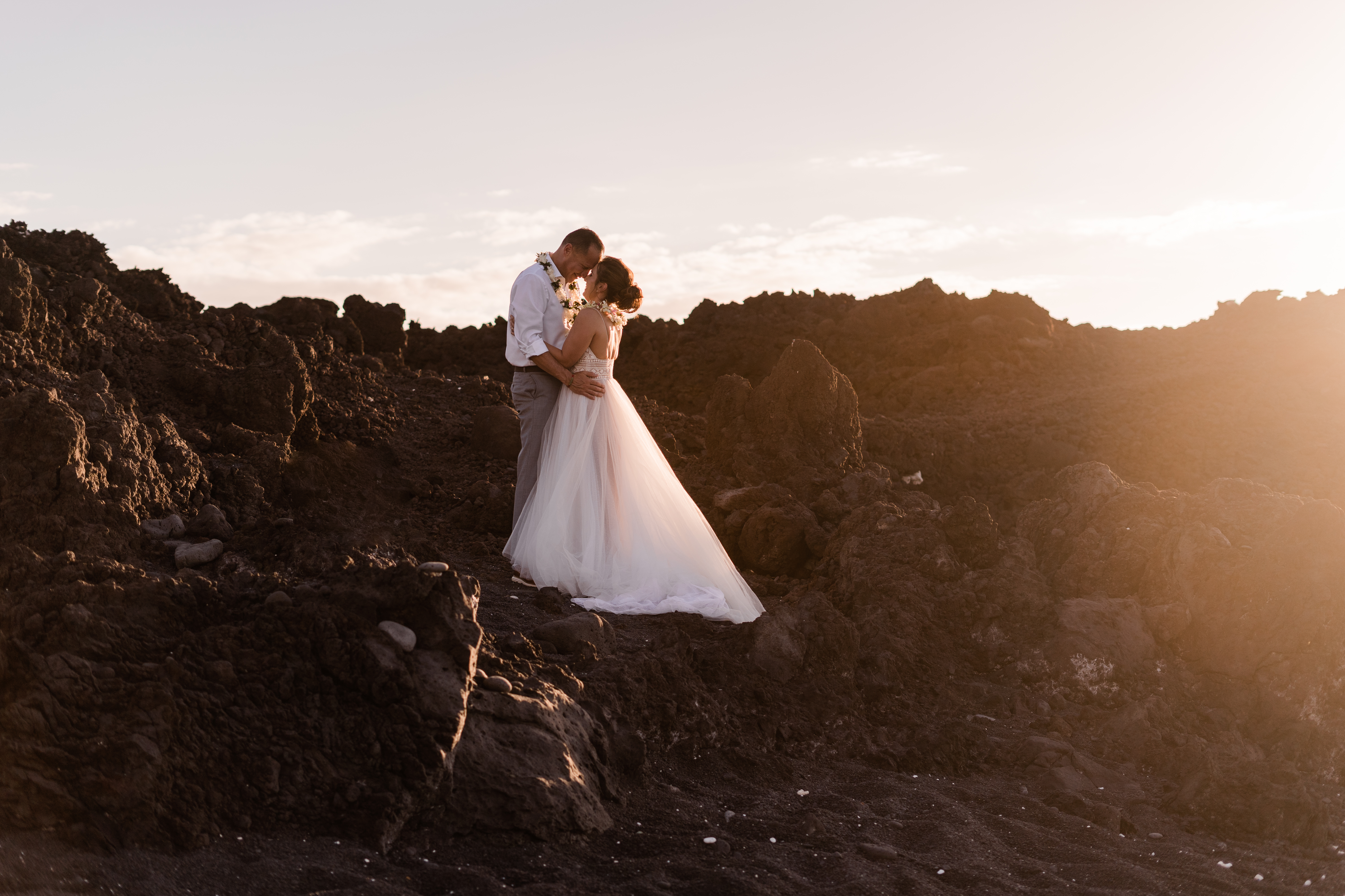 black sand beach and volcanic rock elopement on the big island of hawaii