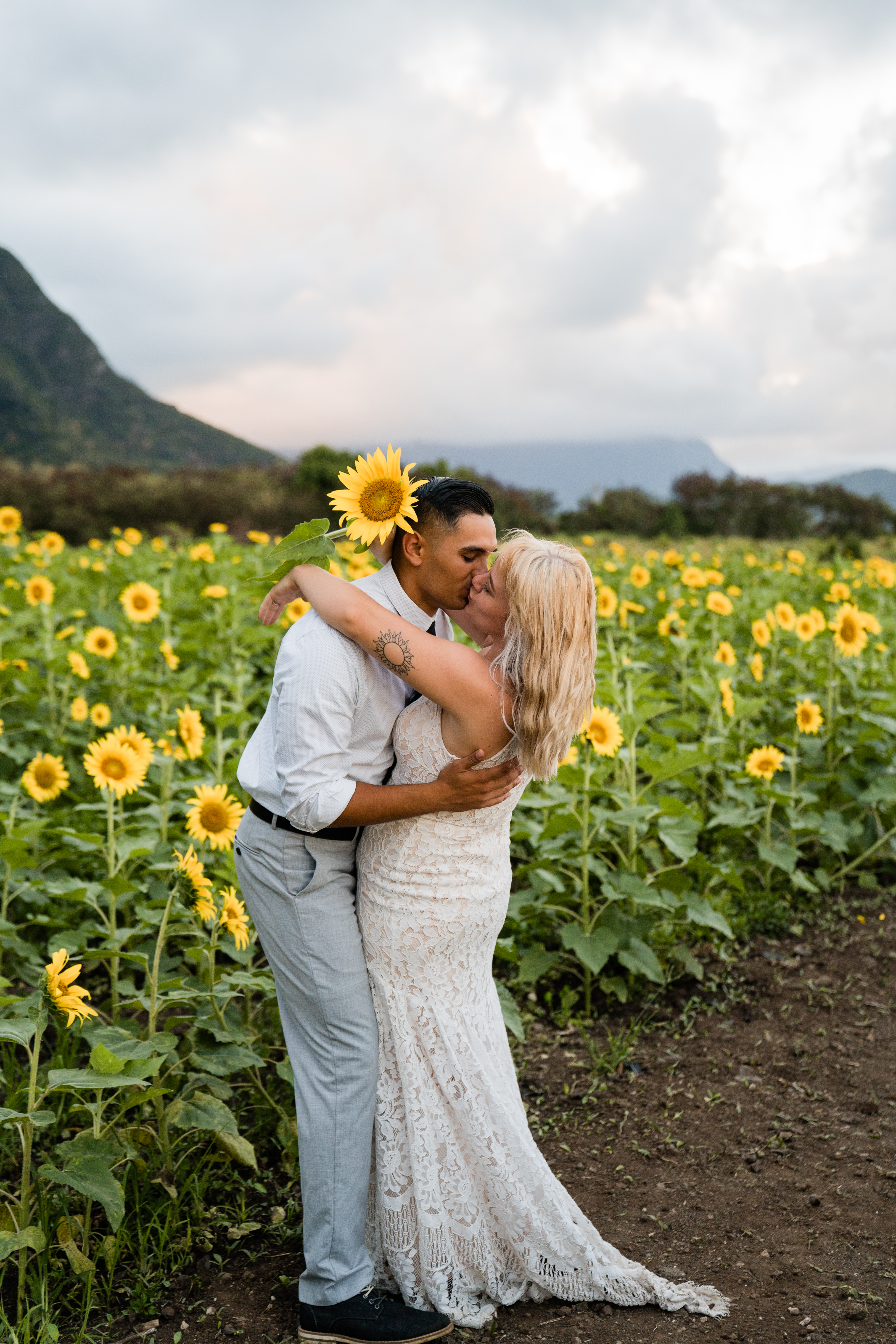 Waimanalo Country Farms sunflower field elopement