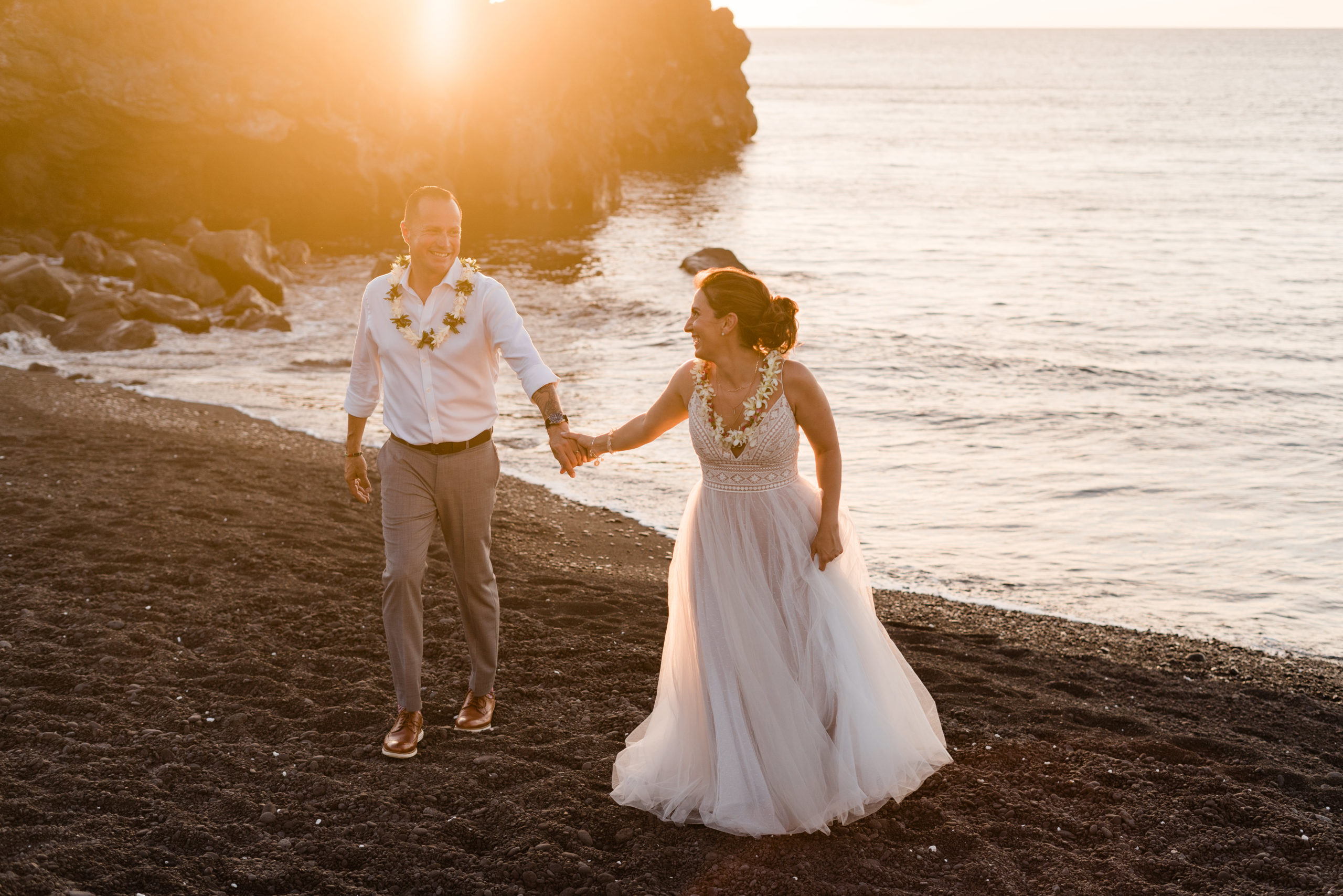 Big island elopement on a black sand beach