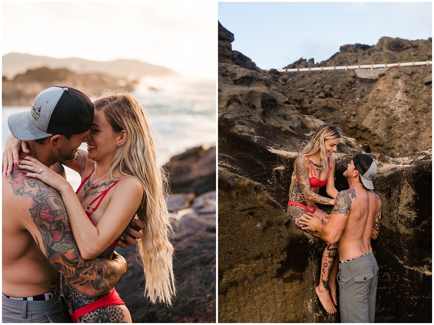 oahu bathing suit engagement photos