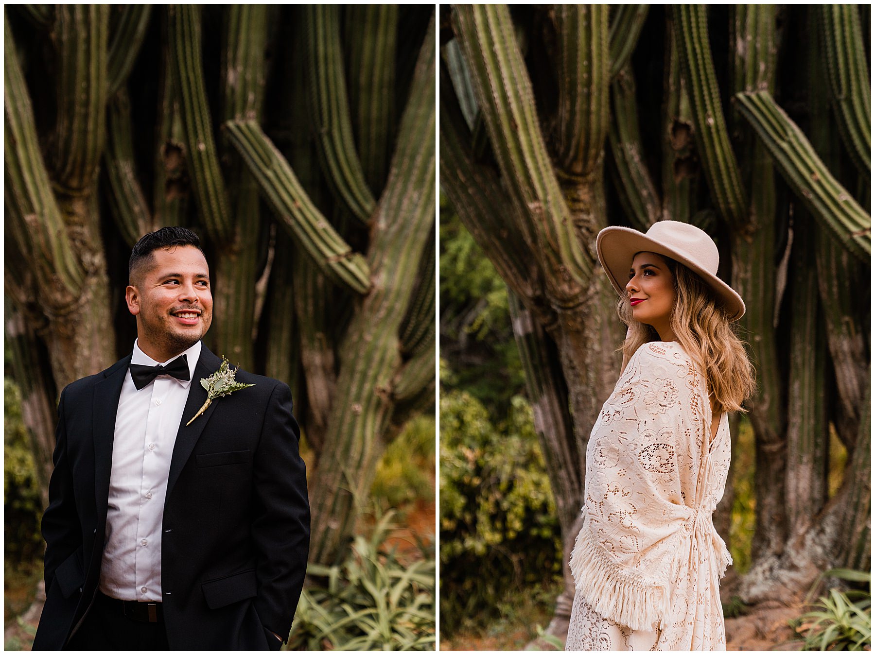 bride and groom portraits desert elopement