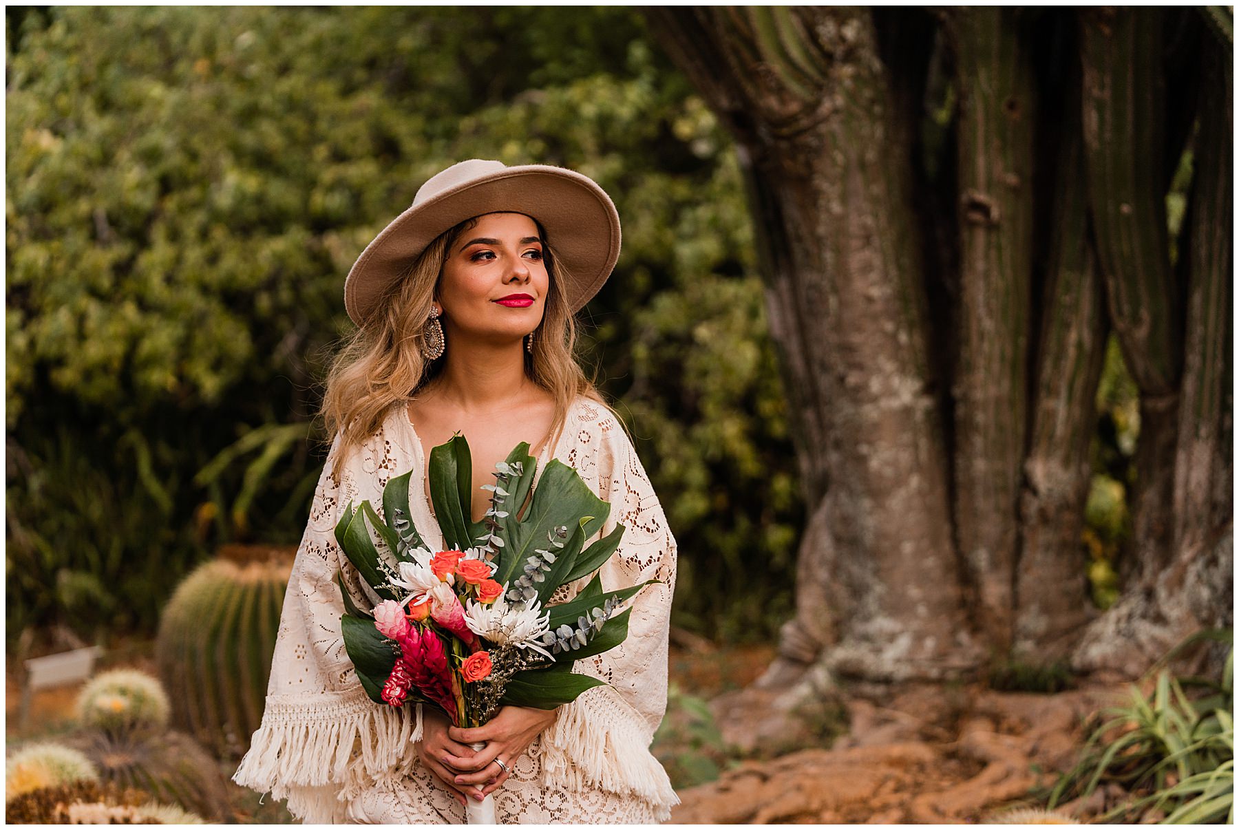 bridal portrait boho desert elopement