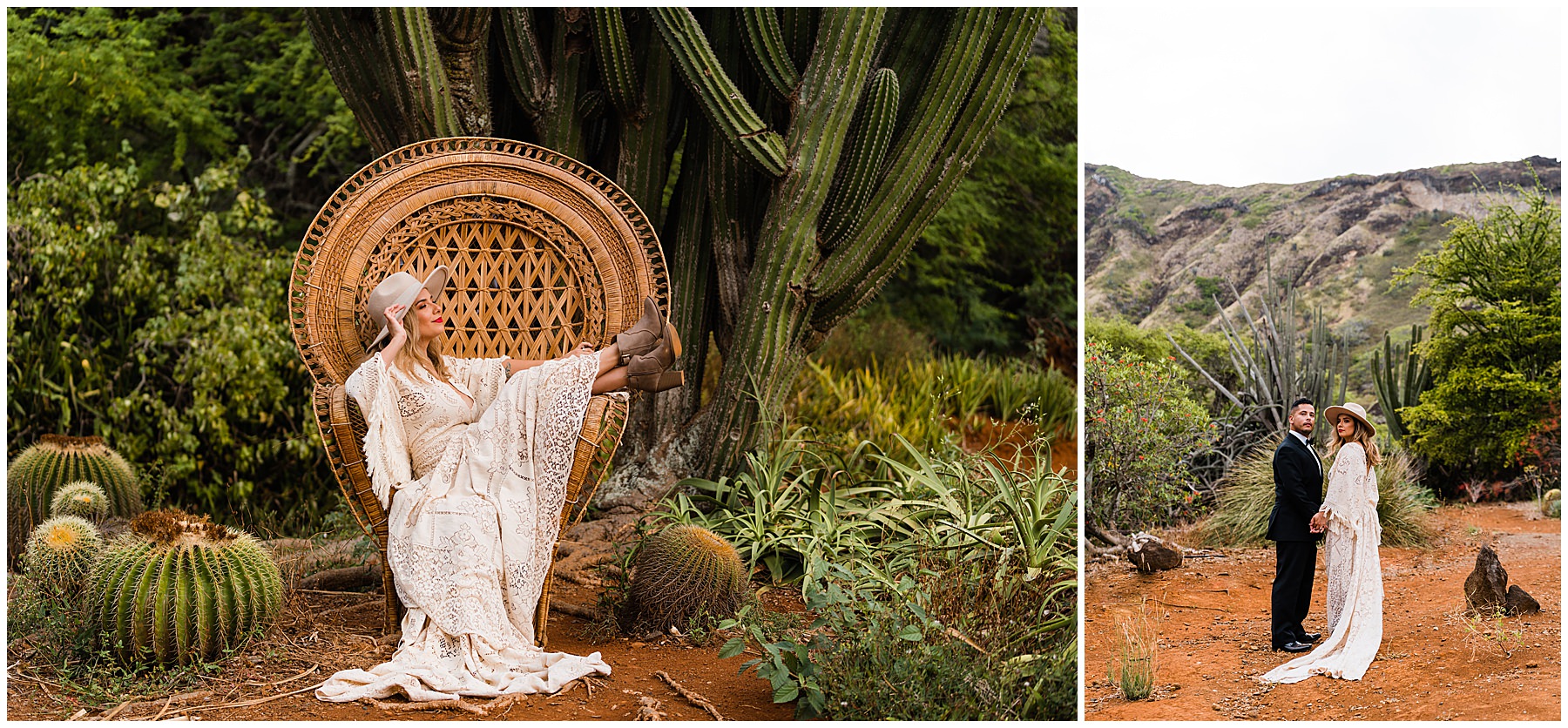 boho bridal portraits with peacock chair