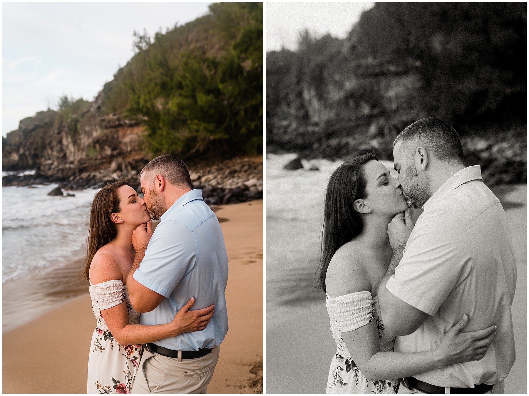 couple taking photos at slaughterhouse beach in maui hawaii