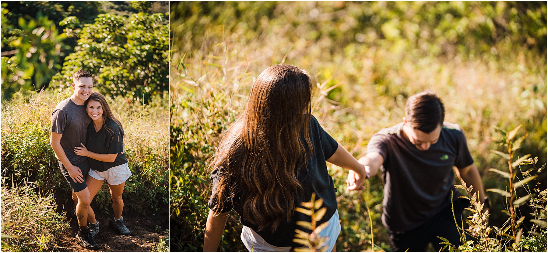 adventurous couples session on crouching lion hike in oahu hawaii