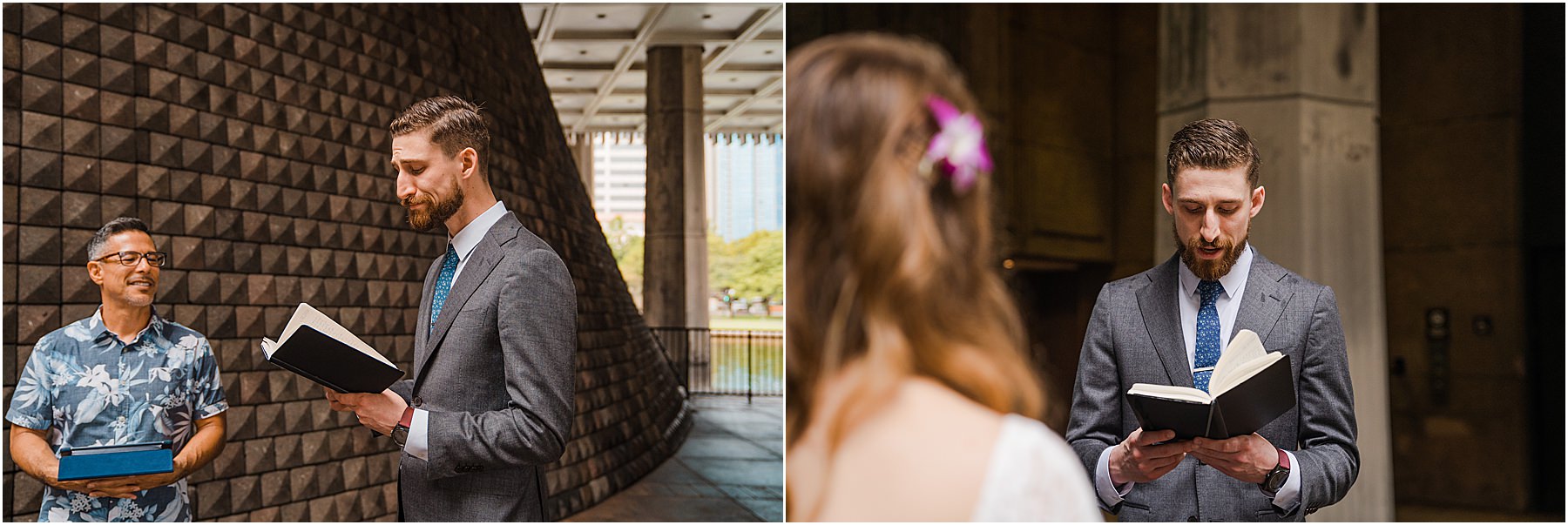 adventure elopement couple reading vows