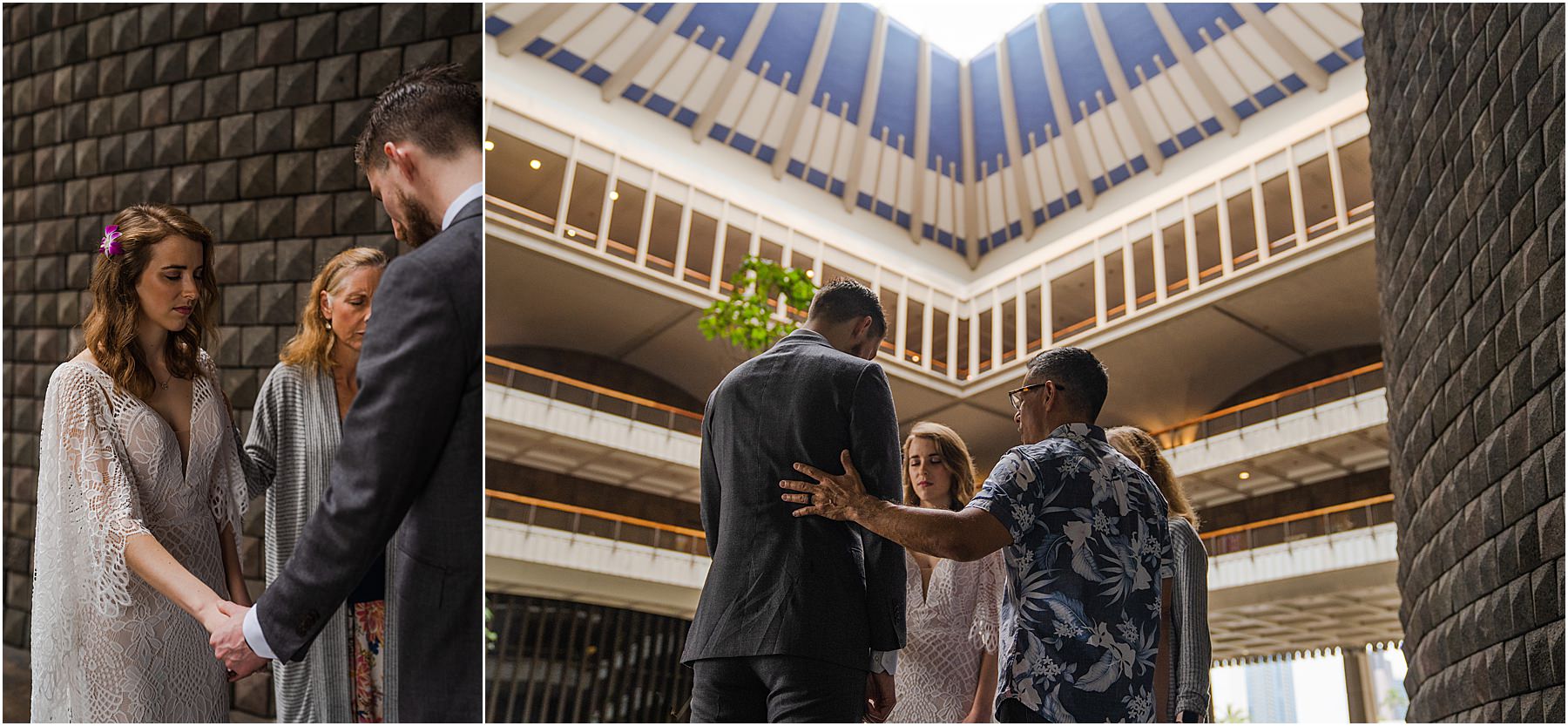 praying during elopement ceremony