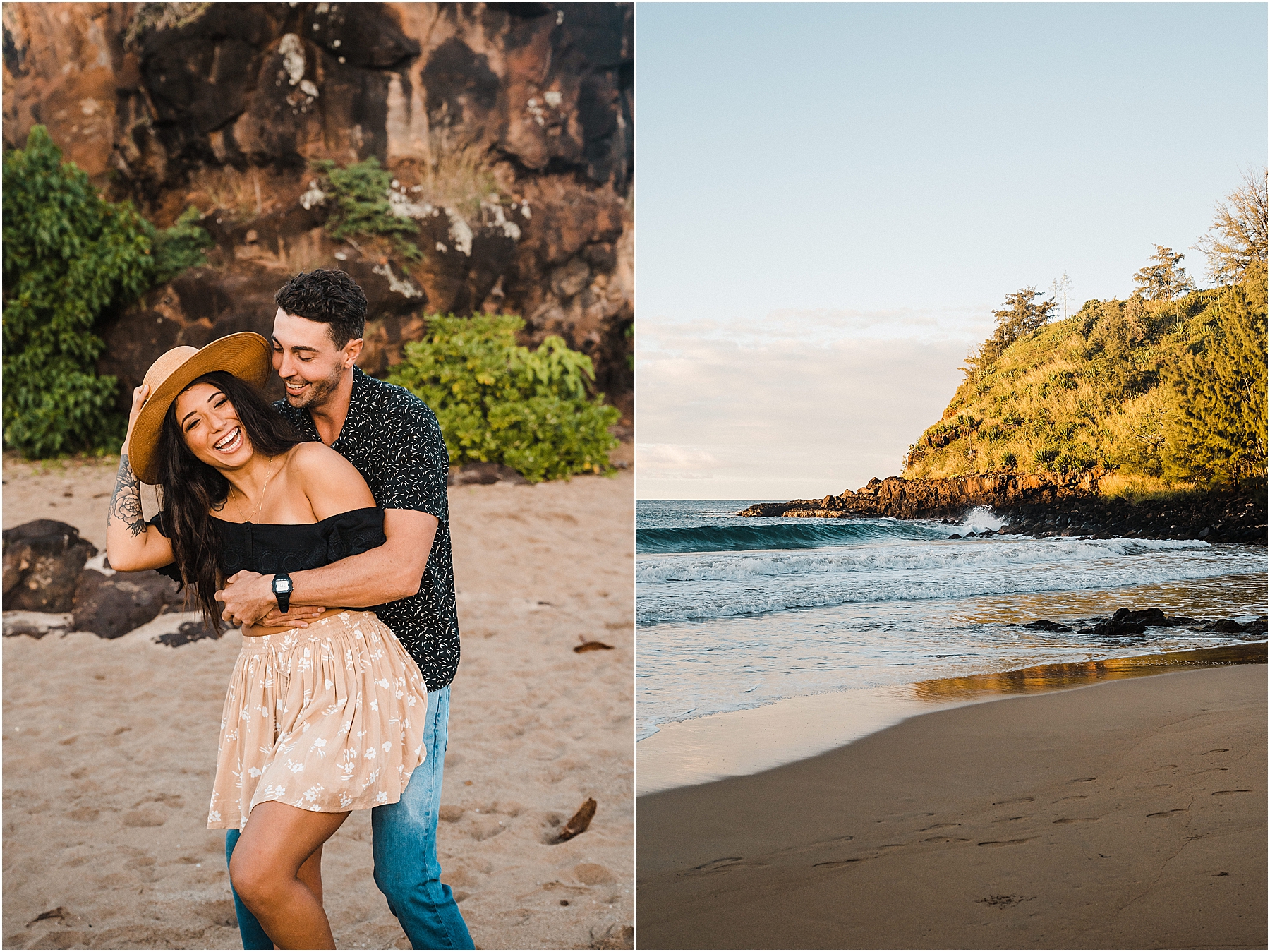 Kauai sunrise beach couples anniversary pictures