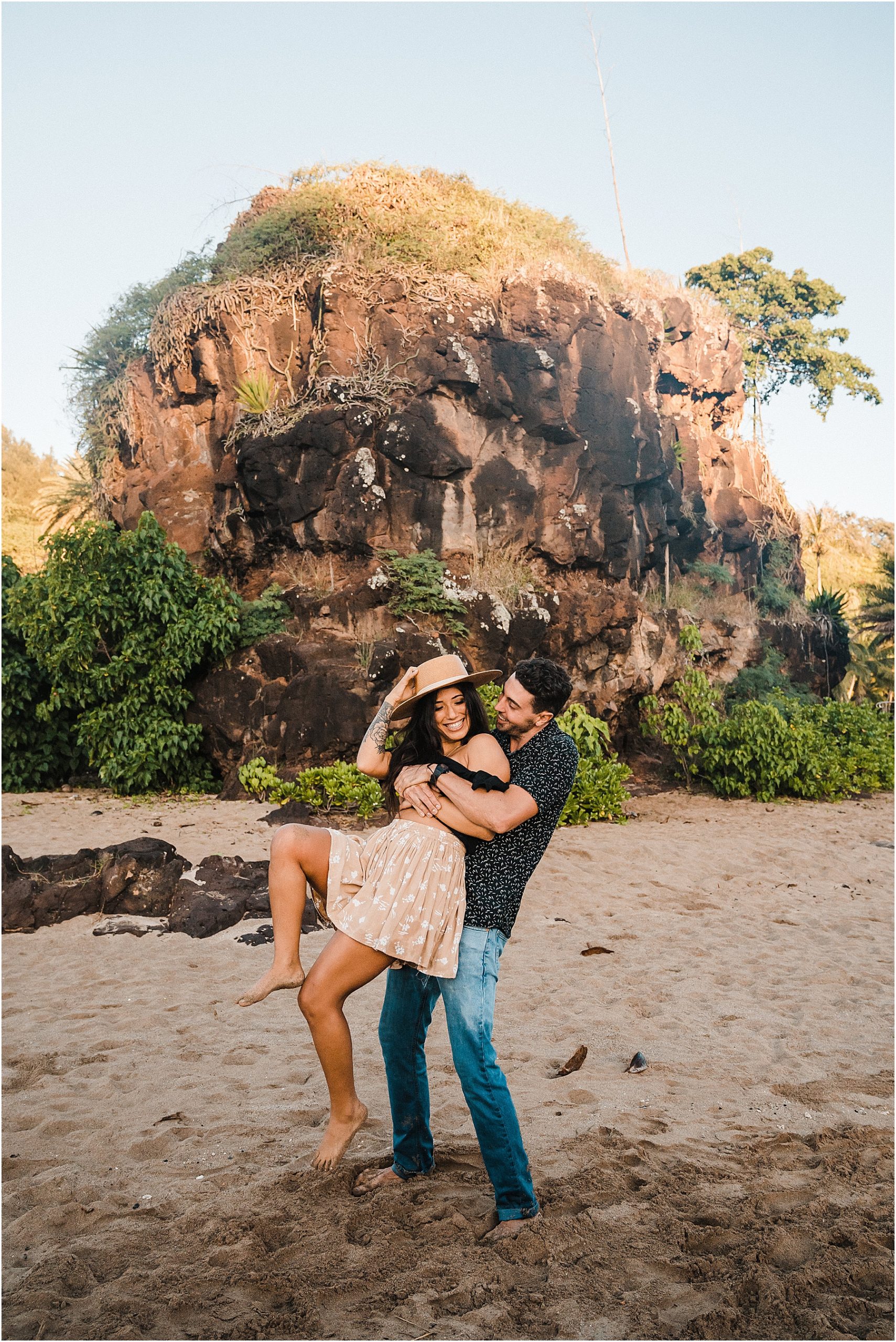 Kauai sunrise beach couples anniversary pictures