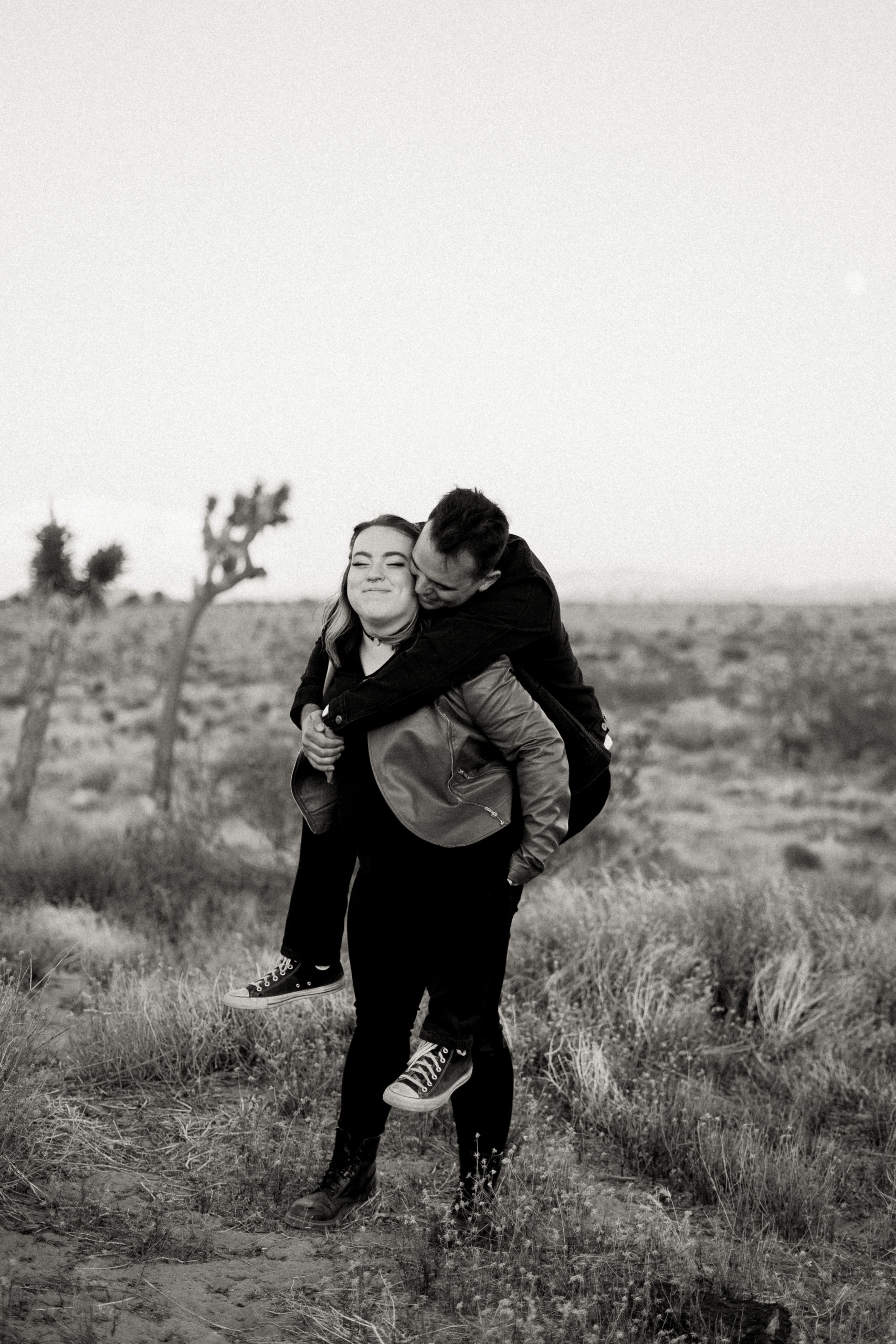 Fun adventure engagement session in Joshua Tree