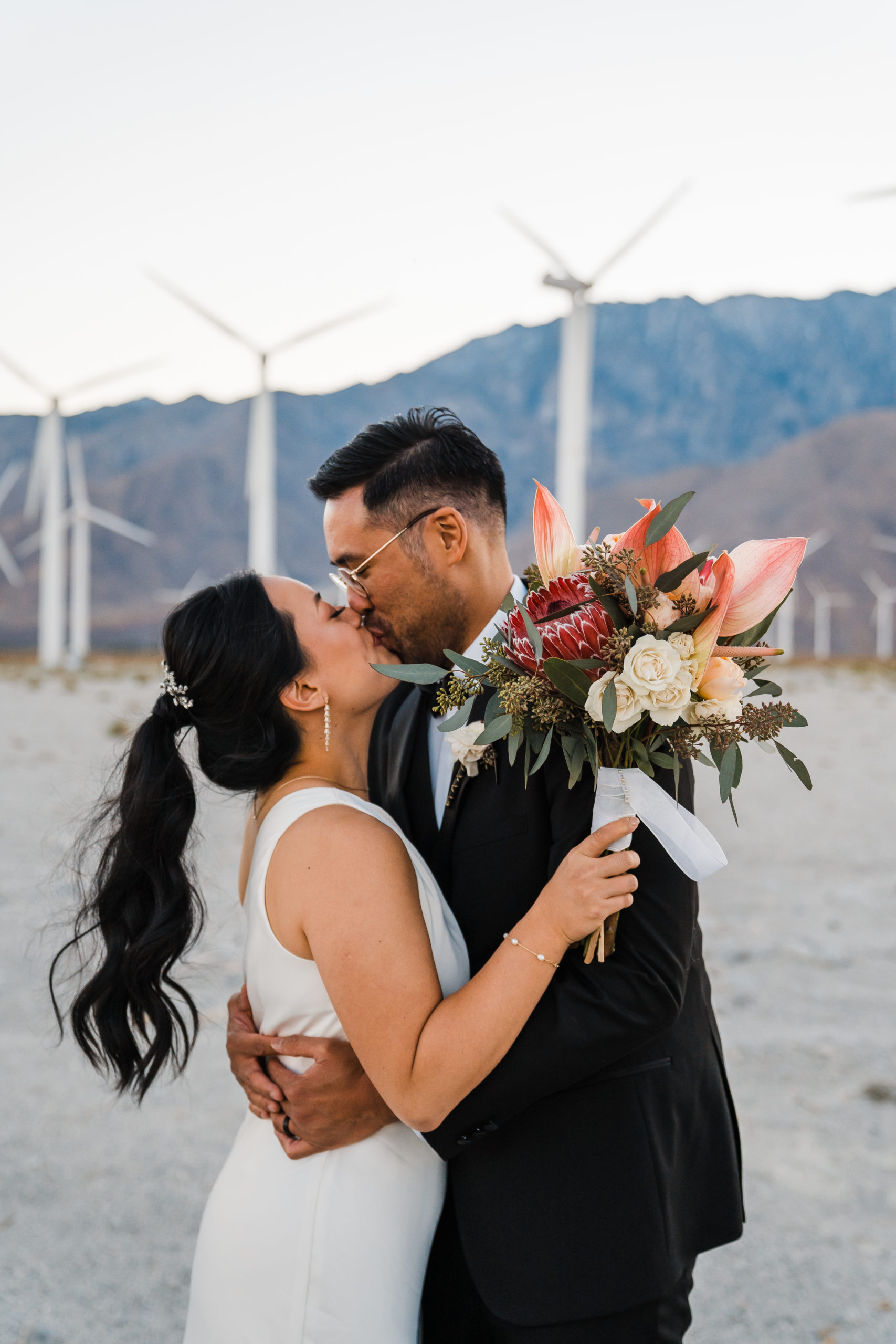 Palm Springs Elopement Windmills Photoshoot California