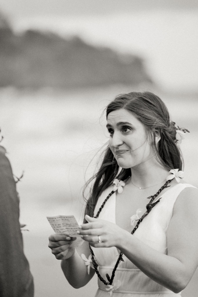 bride reading vows